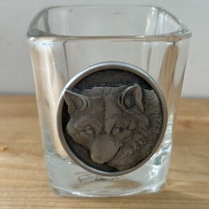 Heritage Metalworks Prism Rock Glass Pewter Wolf Square Whisky Glass